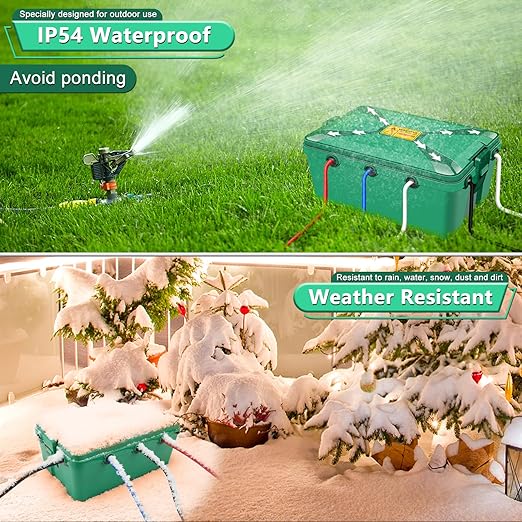 NineLeaf IP54 Waterproof Electrical Box, Outdoor Weatherproof Plug Cover (12.5 x 8.5 x 5 inch),Extension Cord Cover for Outdoor Timer, Extension Cord, Power Strip, String Light, Green