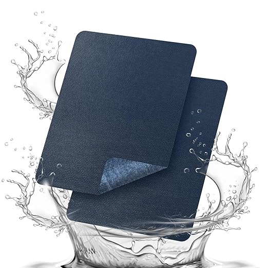 Waterproof Fabric Repair Patch, 9×11Inch 2 Pcs Self-Adhesive Fabric Repair Kit,PVC Repair Patch, for Tent, Canvas, Canopy,RV Awning Repair,Car Seats(Deep Sea Blue)
