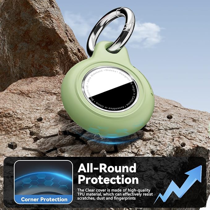 for Apple AirTag 2nd & 1st Gen, Waterproof Case for AirTag Holder Keychain,GPS Tracker Cover for Dog,Car Key,Luggage-D5-Light Green