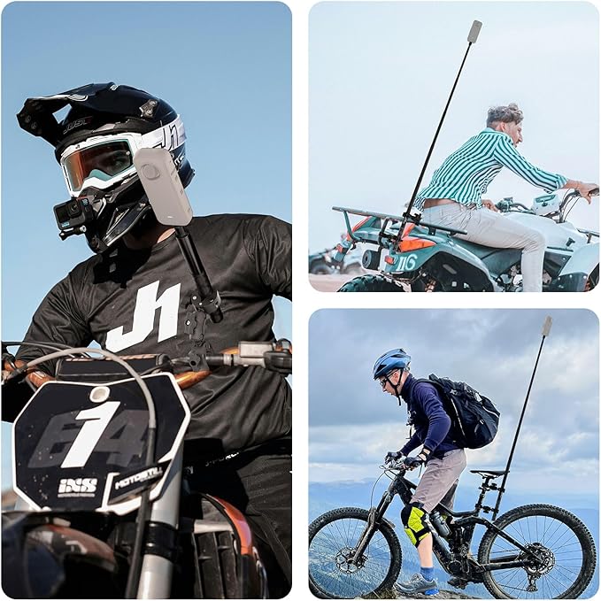 NEEWER Basics Motorcycle Bike Mount Accessories Kit, Invisible Selfie Stick Bicycle Handlebar Clamp Holder Compatible with Insta360 DJI OSMO 360 Pocket 3 Action Cameras for POV Video Recording, GP-32