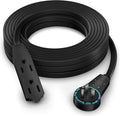 Maximm Cable 50 Ft 360° Rotating Flat Plug Extension Cord, 16/3 AWG Multi 3 Outlet 3-Prong Grounded Wire- Black - UL Certified