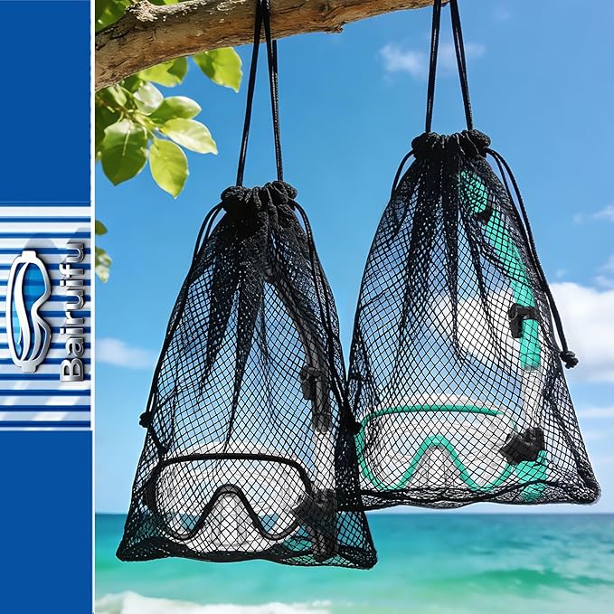 Bairuifu 2-Pack Snorkel Gear for Adults | Enhanced Anti-Fog & Anti-Leak Snorkeling Mask | Breath-Free Dry Snorkel | 180° Panoramic View with Quick-Dry Bags