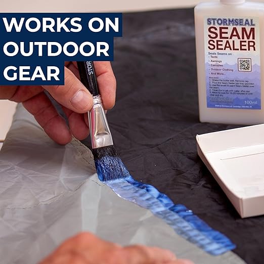 Stormseal Seam Sealer 100ml - Waterproof Seams on Tents and Pin Hole Leaks on Fabrics with Easy Brush Application