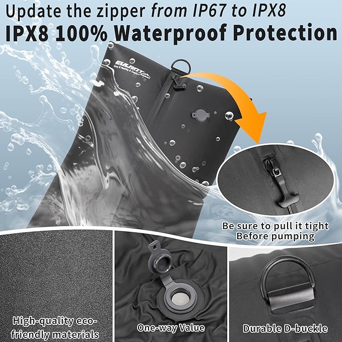 Reusable Vacuum Bags for Travel With Pump,Professional Waterproof IPX8 Vacuum Compression Bag for Suitcases Backpack,Space Saver Bags Packing Organizers for Clothing Packing(2 Pack,Black)