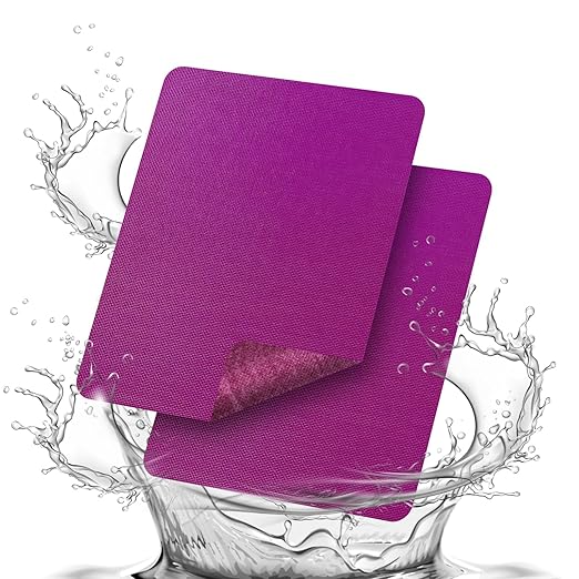 Waterproof Fabric Repair Patch, 9×11Inch 2 Pcs Self-Adhesive Fabric Repair Kit,PVC Repair Patch, for Tent, Canvas, Canopy,RV Awning Repair,Car Seats(Purple)