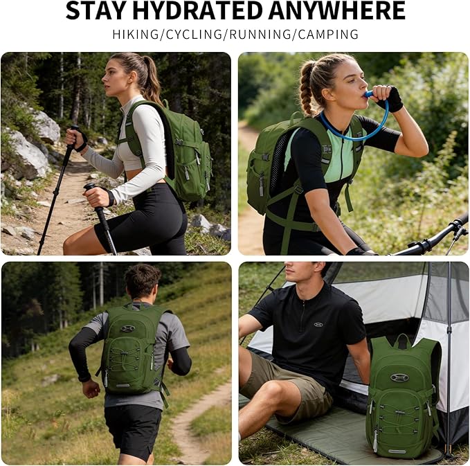 KABAQOO Hydration Backpack, 18L Multipurpose Hiking Backpack with 3L Water Bladder, Water Backpack Insulated Hydration Pack Ideal for Hiking and Cycling