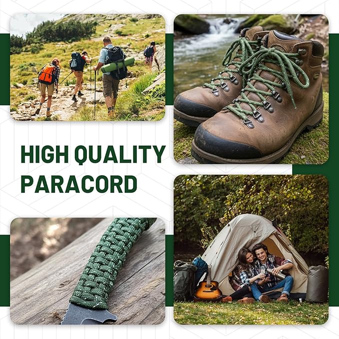 SDHUATUO Paracord Rope 1000FT, 550lb Type III Nylon Parachute Cord 7-Strand Core with Reflective Strips, Utility String for Survival, Camping Gear, Hiking, DIY, Crafting, Outdoor, ArmyGreen