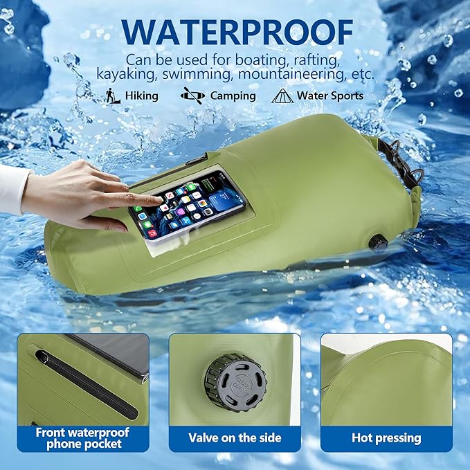 Smasrob 30L Waterproof Dry Bag with 20L Detachable Cooler, Dry Bag Cooler Backpack with Phone Pocket and Bottle Pouch, Suitable for Kayaking, Boating, Camping and Water Activities
