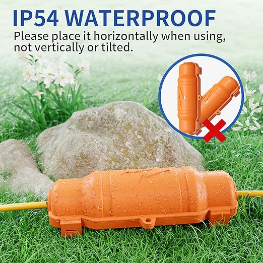 6 Pack Outdoor Extension Cord Safety Cover with Waterproof Seal IP54 Water-Resistant, Weatherproof Electrical Connection Box with 2 Latches, Plug, Socket, Holiday Decoration Light,Orange