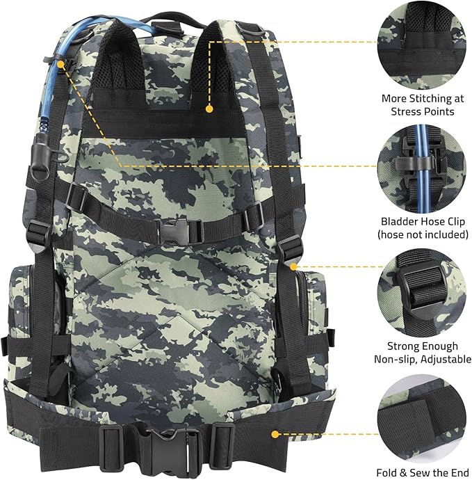 CVLIFE Tactical Backpack Military Army Rucksack for Men Women 60L Large Survival 3 Day Bug Out Pack Detachable Molle Bag (Shadowstand)