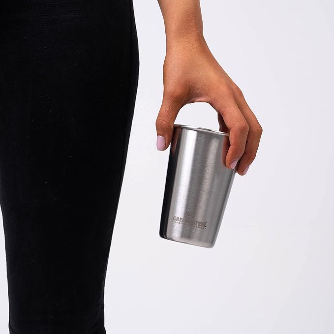 Stainless Steel Cups 20oz - Large Single wall Tumbler - Extra Strong Stackable Durable Pint Cup (2 Pack)
