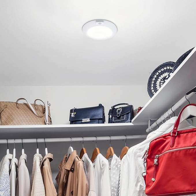Maxxima 6 in. Round Motion Sensor LED Ceiling Mount Light Fixture - 600 Lumens, 3000K Warm White, Indoor Dome Light, Ideal for Closet, Hallway, or Kitchen Pantry Lighting