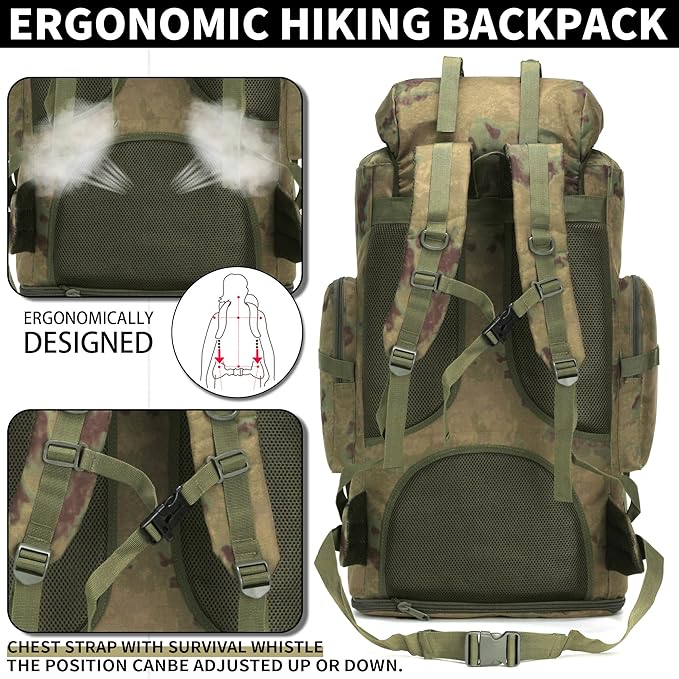 Hiking Backpack for Men 70L/100L Camping Backpack Military Rucksack Molle 3 Days Assault Pack for Climbing | Camping Backpack, 3 Days Assault Pack, for Climbing