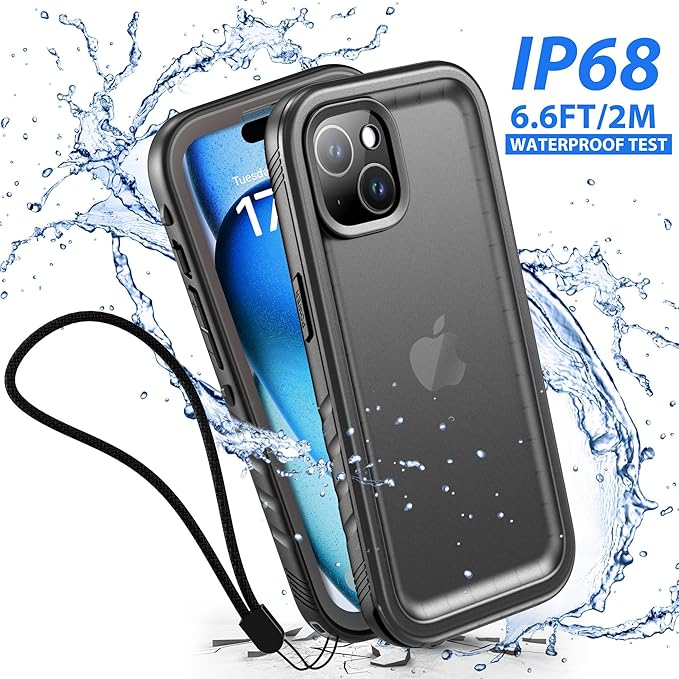 SPORTLINK for iPhone 15 Case - IP68 Waterproof Military Protective Full Body Heavy Duty Shockproof 360 Sealed Dustproof with Camera Screen Protector Phone Cover for i Phone 15 6.1" Black