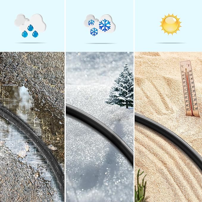 Eversimpleinc Black 1 to 4 Splitter Extension Cord (Combined 31 FT, End to End 13 FT), 3 Prong Plug with 4 Extended Outlets, with Weatherproof Covers for Indoor and Outdoor
