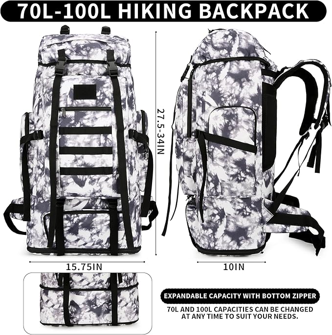 Hiking Backpack for Men 70L/100L Camping Backpack Military Rucksack Molle 3 Days Assault Pack for Climbing | Camping Backpack, 3 Days Assault Pack, for Climbing