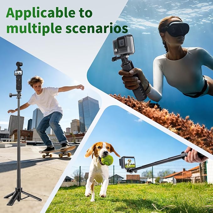 JOILCAN 25.2" Selfie Stick Tripod, Action Camera Vlog Tripod, Portable Handle Grip Stand for GoPro Hero 13/12/11/10, Insta360, DJI Osmo Action 6/5 Pro/4 & Pocket 3