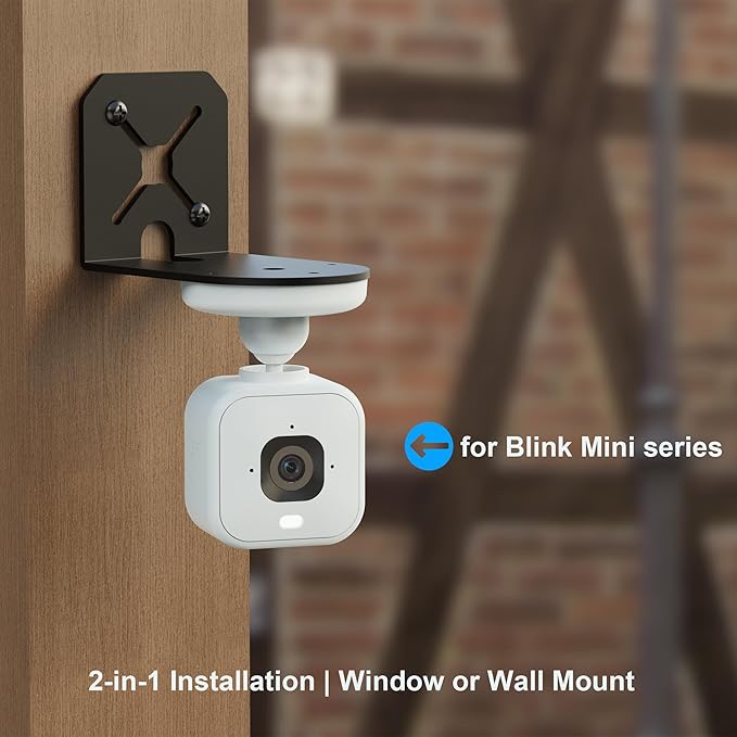 2-in-1 Metal Camera Mount for Blink Outdoor 4 & Blink Mini, （2026 Upgrade Big Suction with 360° Adjustable Bracket, Window Suction or Screw Wall Mount, Heavy Duty, Black (2-Pack)