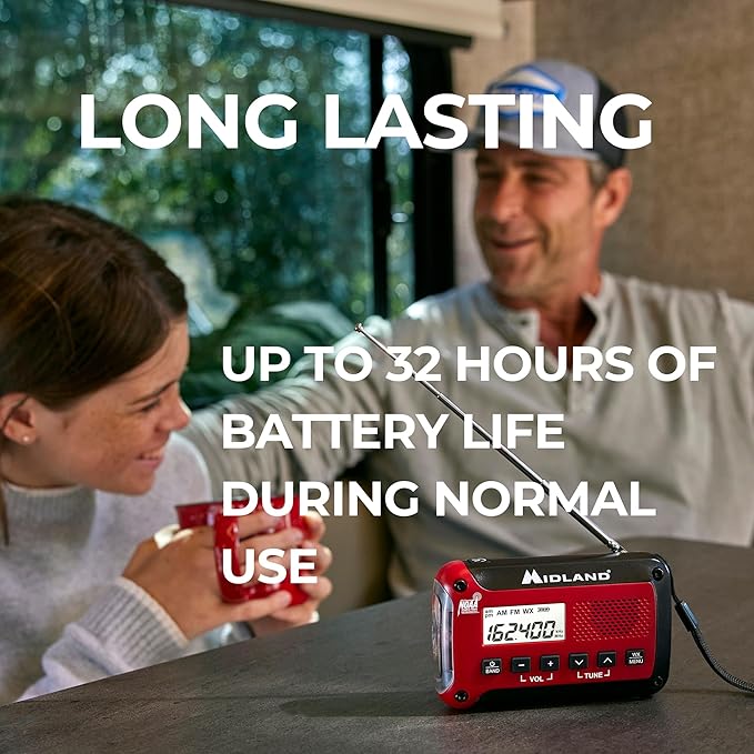 Midland® - ER10VP Weather Radio with Flashlight & Emergency Alert - AM/FM Radio - Compact and Easy to Carry - SOS Strobe Signal and Headphone Jack