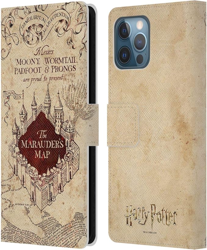 Head Case Designs Officially Licensed Harry Potter The Marauder's Map Prisoner of Azkaban II Leather Wallet Case Compatible with Apple iPhone 12 Pro Max