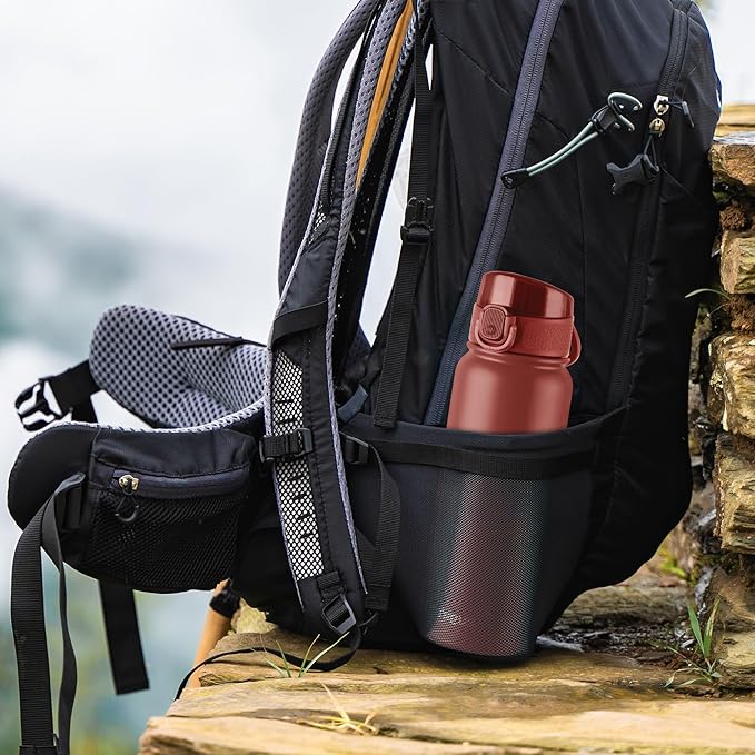 GOPPUS 20 Oz Insulated Stainless Steel Water Bottle BPA-Free Sports Water Bottle, Great for Travel, with Chug Lid - Leak & Sweat Proof with Anti-Dust Lid(red)