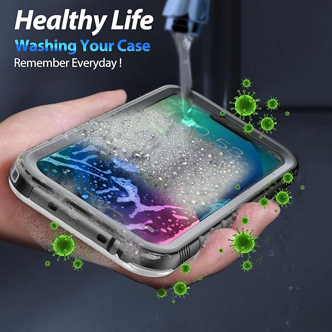 SPORTLINK Waterproof Case for iPhone 13, Shockproof Dustproof with Built-in Clear Screen Protector, Full Body Heavy Duty Sealed Protective Cover for iPhone 13 6.1 Inch Black/Frosted Clear