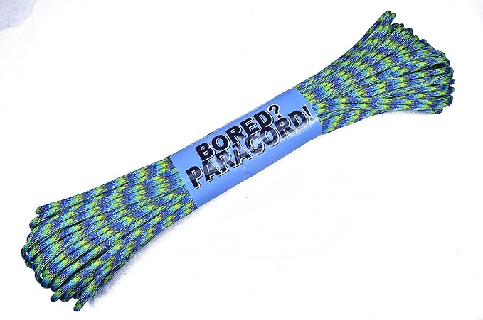 BORED? PARACORD! 550 lb Paracord – Ideal for Crafting, DIY Projects, Camping, Military & Active Outdoors – 300+ Colors – Tactical Parachute Cord Type III – Strong - Waterworld 100 Feet