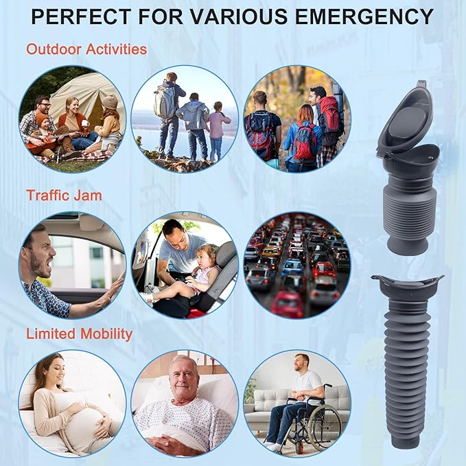 Pee Bottles for Men, Portable Urinal for Men, Collapsible Urine Bottle 750ML, Car Urinals for Men and Women, Emergency Urinal Shrinkable Pocket Toilet for Travel, Camping, Traffic Jam, Road Trips