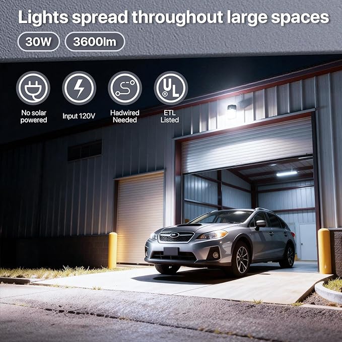 HYPERLITE LED Wall Pack 30W: 3600lm 5000K Daylight 120Vac LED Porch Lights with Dusk to Dawn Photocell - IP65 Waterproof Outdoor Security Flood Lighting for Patio Deck Yard UL Listed 4 Pack