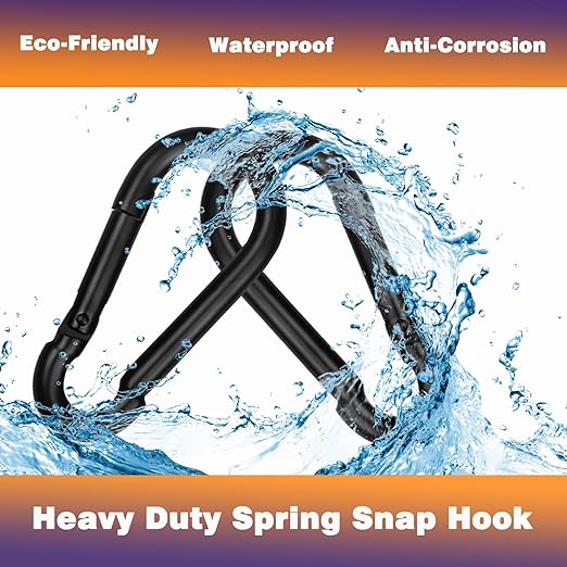 60PCS M8 Heavy Duty Carabiner Clip, 3Inch Snap Hook Quick Link Small Carabiner Clips,Spring Link Buckle for Fishing Camping Hammock Dog Leashes-550LBS Holding Capacity (Black)