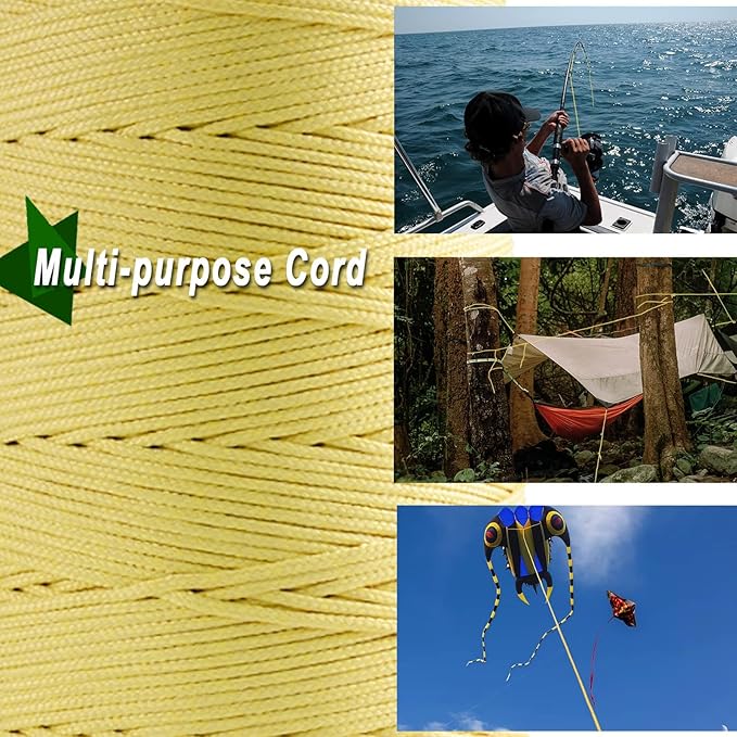 9KM DWLIFE Braided Kevlar Cord, 100lb~2000lb, High Tensile Strength, Abrasion, Flame Retardant, Kite String, Fishing Line, Model Rocket Shock, Tactical Survival Paracord