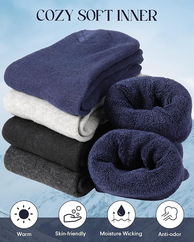 Cutecrop 96 Pcs Winter Survival Kits Include 48 Pcs Emergency Blankets (83''x 63'') & 48 Pairs Warm Winter Wool Sock Survival Blanket Thick Boot Sock Bulk for Homeless Care Packages,Outdoor Camping