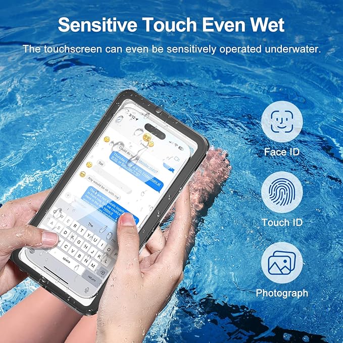 Beasyjoy Waterproof Phone Case, Underwater Phone Case for Snorkeling, Universal IPX8 Diving Outdoor Video Photo with Lanyard for iPhone 17/16/15/14 Pro Max, Samsung Galaxy S26/S25 Google Moto, Black