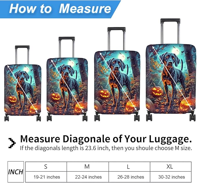Luggage Cover Protector for 22-24 Inch Suitcases, TSA Approved Elastic Travel Suitcase Covers, Anti-Scratch Washable Luggage Sleeve for Carry On & Checked Bags, Shorthaired Pointer Dog