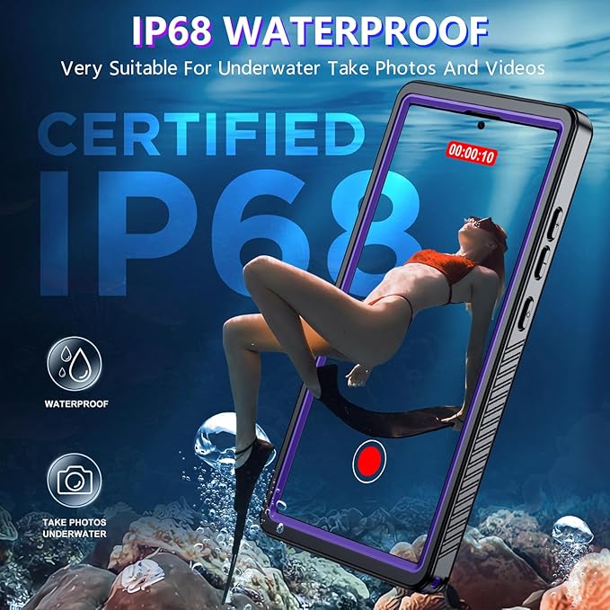 2025 New for Samsung Galaxy S24 Ultra Case Waterproof, [Built-in Camera & Screen Protector][Military Grade Shockproof][IP68 Underwater][Dustproof][Dropproof] Full Body Phone Case for S24 Ultra 6.8"