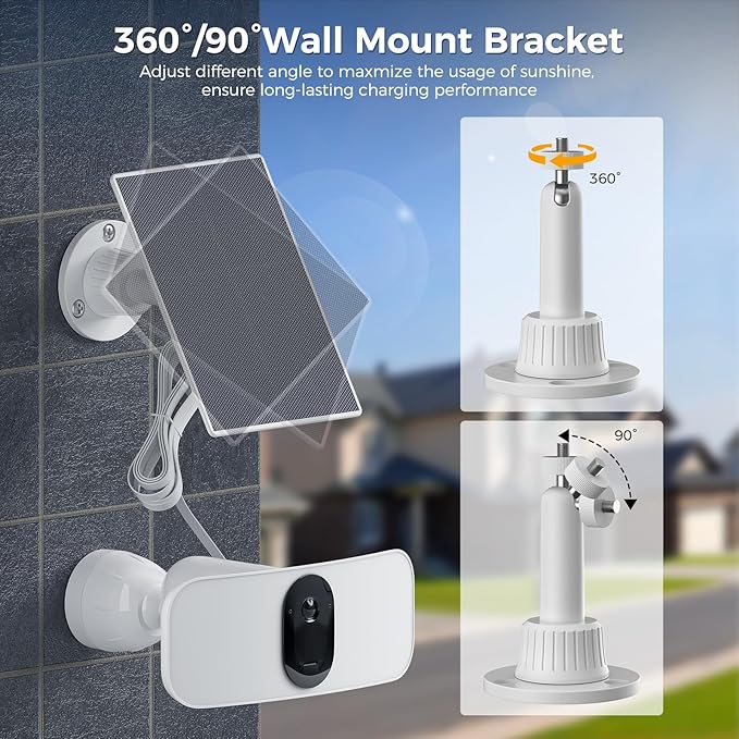 Solar Panel Charger for Arlo Pro 5s 2K/ Pro 4/ Pro 3/ Pro 3 floodlight/Ultra 2/ Go 2/ Ultra Camera, 6V Solar Panel Charging with 13.1FT/4M Magnetic Charging Cable, IP65 Weatherproof