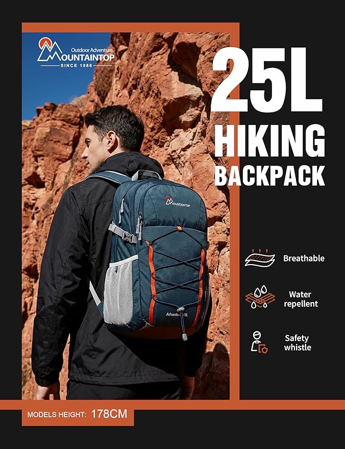 MOUNTAINTOP 25L Hiking Backpack,Lightweight Travel Backpack for Men Women Outdoor Backpacking, Camping