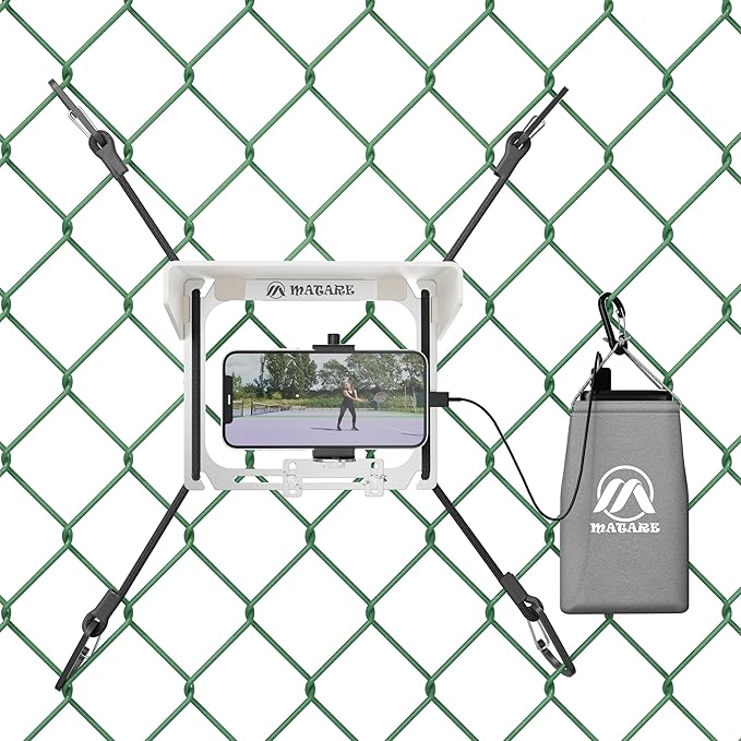 Cell Phone Fence Mount with Shade, Mounting Kit Works with iPhone, Mevo Start, Phones, GoPro and Other Action Cameras, for Recording Baseball,Softball and Tennis Games(Mini Plus)