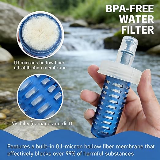 AXEN Collapsible Water Bottle with Filter System, Soft Hydration Flask for Trail Running, Camping, Hiking, Cycling, 1L Slate Green