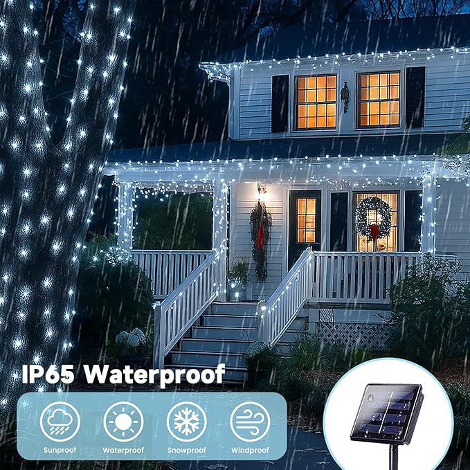 Extra-Long 144FT Solar String Lights Outdoor, 2 Pack 400LED Solar Fairy Lights for Outside Waterproof, Silver Wire 8 Lighting Modes Solar Twinkle Lights for Tree Garden Party Xmas Decor (Cool White)