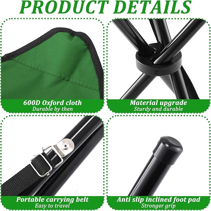 Folding Camping Stool,Portable Travel Outdoor Tripod Seat,Green Folding Camping Chairs for Camping Party Mountaineering Picnic Beach Garden Lawn