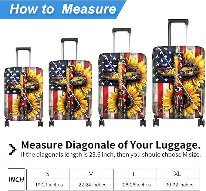 Luggage Cover Protector for 26-28 Inch Suitcases, TSA Approved Elastic Travel Suitcase Covers, Anti-Scratch Washable Luggage Sleeve for Carry On & Checked Bags, Cross American