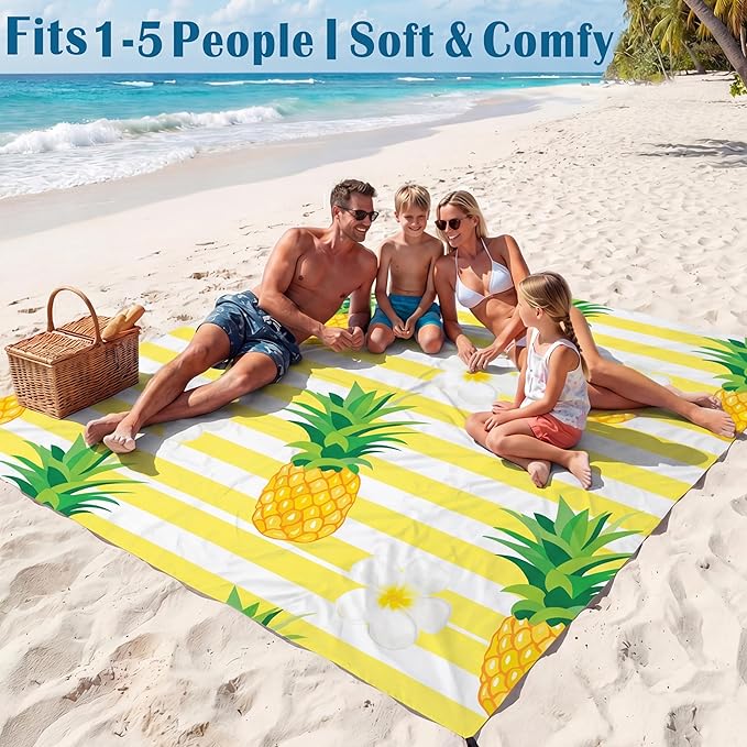 Famstar Beach Blanket Oversized Extra Large78 X 81",Waterproof Sandproof Beach Blanket 1-7 Adults Lightweight Durable for Travel Camping Hiking Picnic