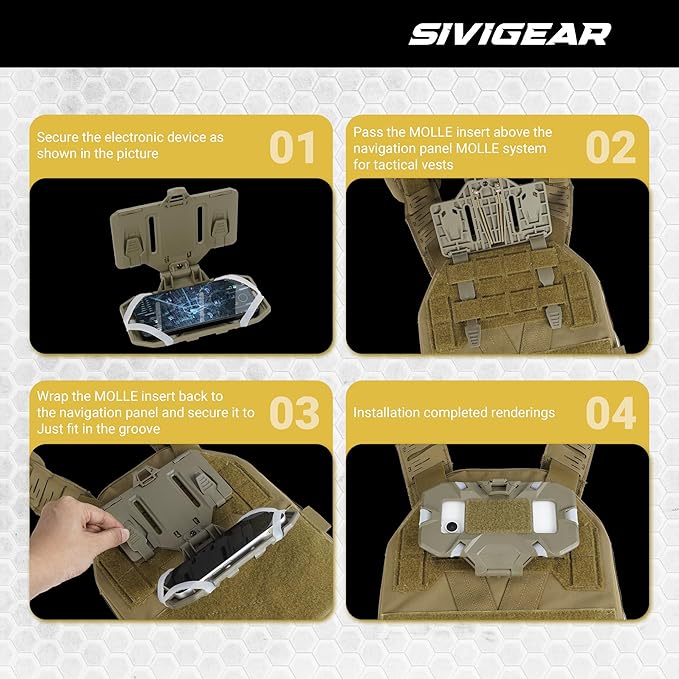 Tactical Molle Phone Holder for Plate Carrier Vest, Quick Release & Adjustable Phone Mount, Compatible with 4.7-6.7 inch Smart Phones, Durable Tactical Accessories for Outdoor Enthusiasts
