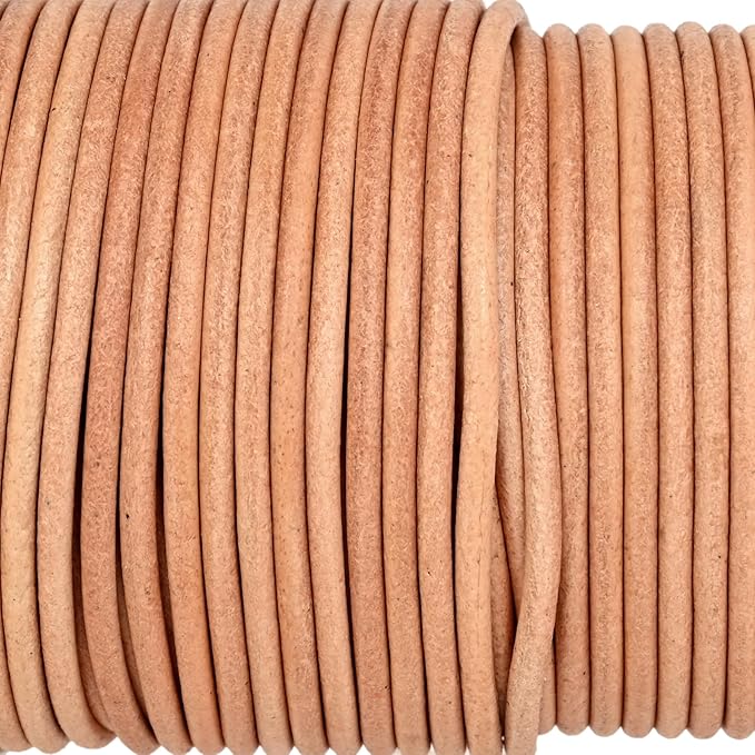 GENIQUE Real/Genuine Round Leather String Cord for Necklace, Bracelets, Jewellery, Braiding (1.5mm, Natural Distressed)