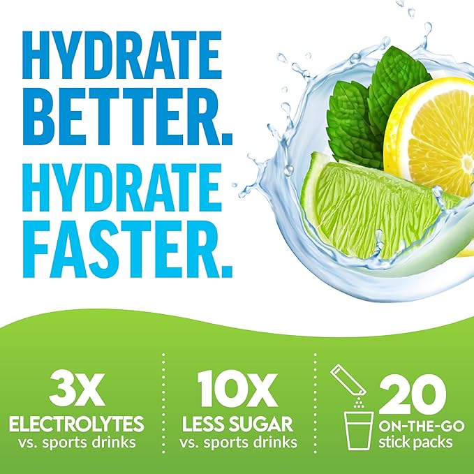 Force Factor Liquid Labs Electrolytes Powder Packets—Lemon Lime—Hydration Packets to Make Electrolyte Water with 5 Essential Electrolytes, Vitamins, Minerals, and Antioxidants, 20 Stick Packs