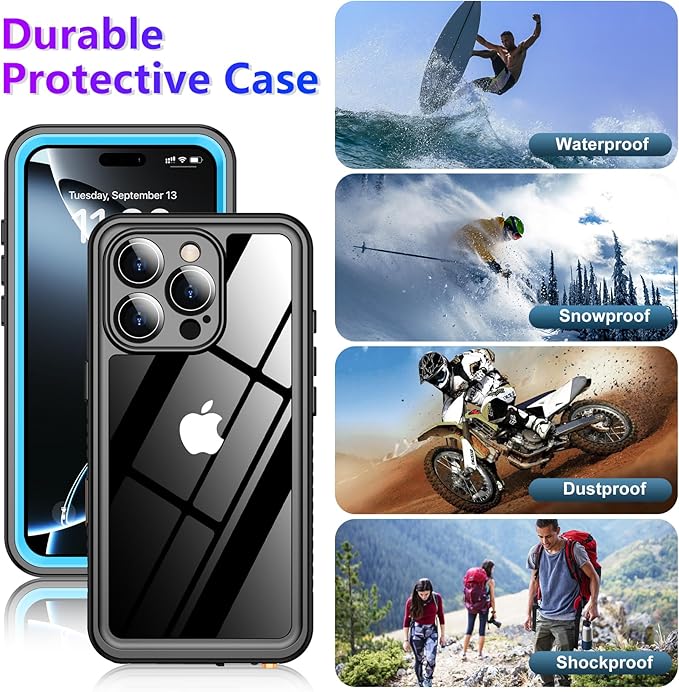 2025 New Designed for iPhone 16 Pro Case Waterproof, [Built-in Screen Protector & Glass Camera Protector][Full Body Shockproof][IP68 Underwater][Dustproof][Dropproof] Phone Case for iPhone 16 Pro 6.3"