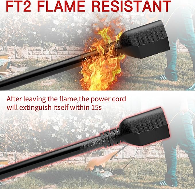 Skrizcable 16/3 13A 125V 1625W 15 FT Outdoor Extension Cord Waterproof, Weatherproof & Flame Retardant Black 3 Prong Power Cord Outside for Lawn & Garden,125 VAC 16AWG SJTW, ETL Listed