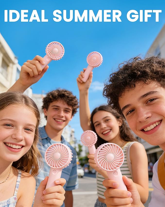 6 Pcs Mini Handheld Fan Bulk, 3 Speed Portable Personal USB Rechargeable Fan, Battery Operated Small Pocket Eyelash Fans for Women Men Makeup Travel Indoor Outdoor Summer