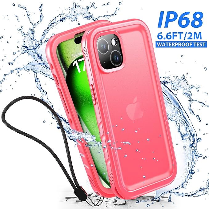 SPORTLINK for iPhone 15 Plus Case - IP68 Waterproof Military Protective Full Body Heavy Duty Shockproof 360 Sealed Dustproof with Camera Screen Protector Cover for i Phone 15 Plus 6.7" Pink